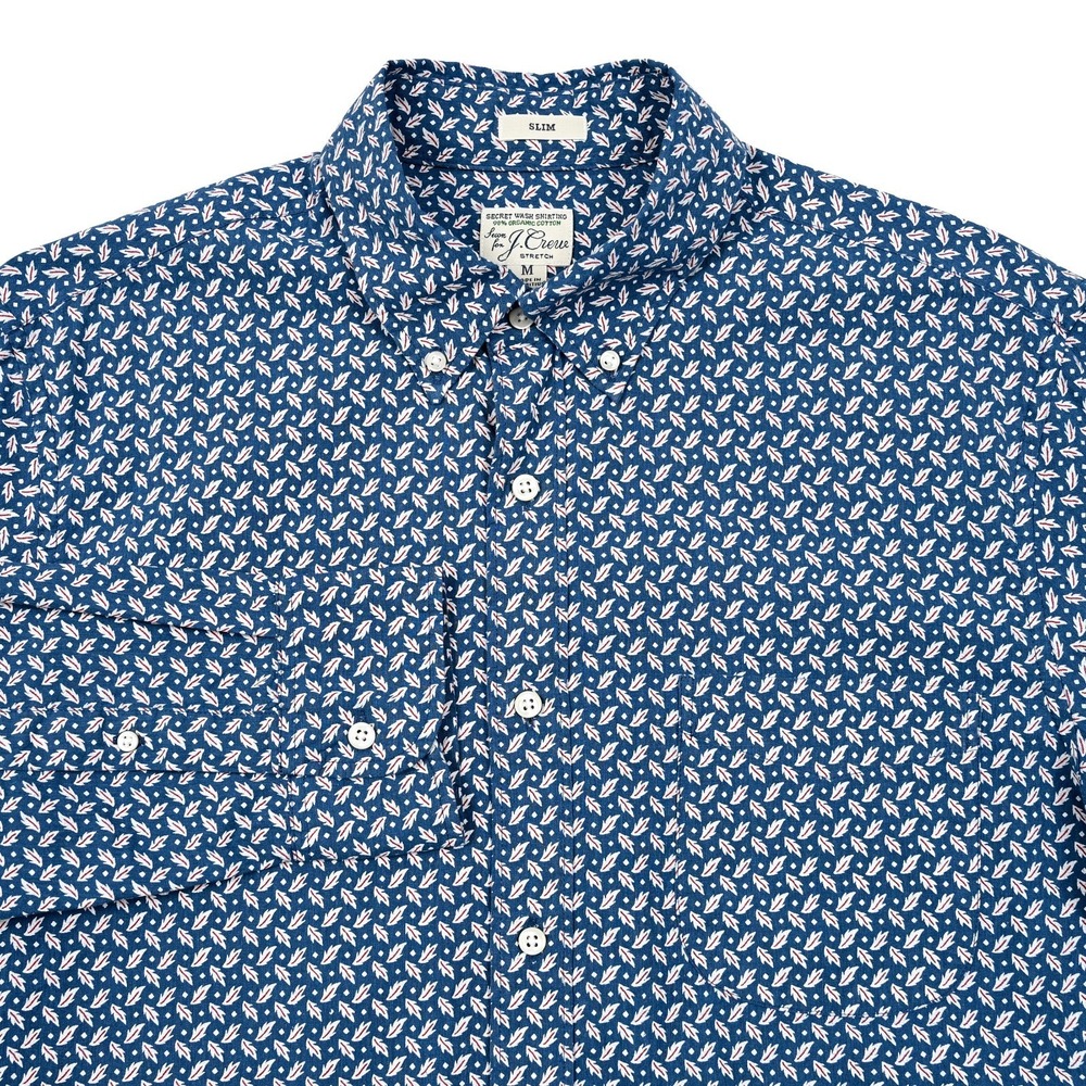 J.Crew Men's Medium Floral Slim Secret Wash Stretch Geometric L/S Casual Shirt‎